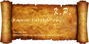 Kapros Polikárp névjegykártya
